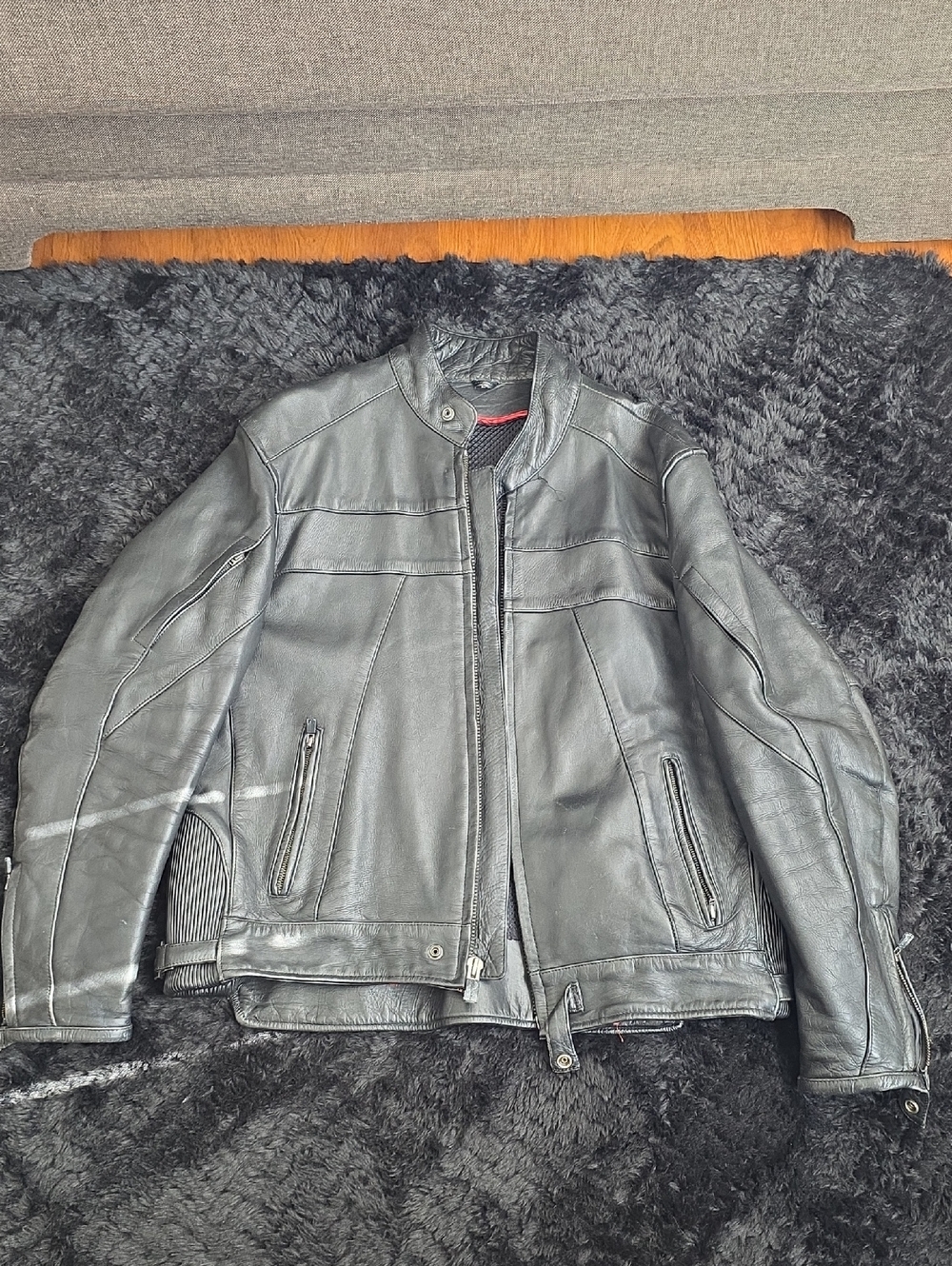 Motorcycle Black Leather Bomber Jacket